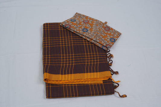 Malar - Mangalgiri saree with dual blouse Brown