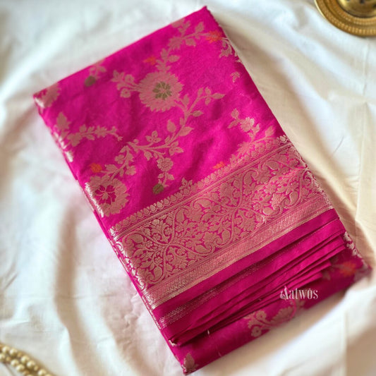 Yadvi - Rani Pink Semi Georgette Soft Silk Saree