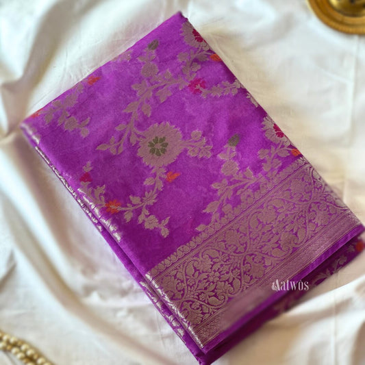 Yadvi - Purple Semi Georgette Soft Silk Saree